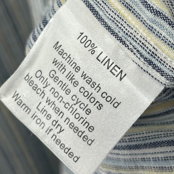 JOSEPH ABBOUD Shirt Mens XL Linen Collection Striped Button Up Woven Blue - Picture 12 of 16